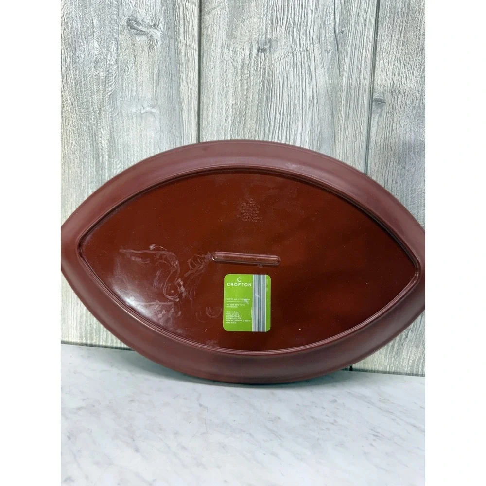 Crofton Football Serving Tray 3 Section Platter Brown Game Day Tailgate 15 Inch